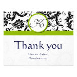 Black Damask Swirl Green Wedding Thank You Cards Personalized Announcements