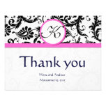 Black Damask Swirl Pink Wedding Thank You Cards Announcement