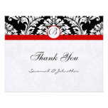 Black Damask Swirls Red Trim Wedding Invitation