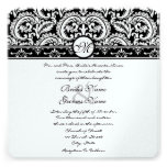 Black Damask Swirls Square Wedding Invitation