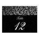 black damask table numbers postcards