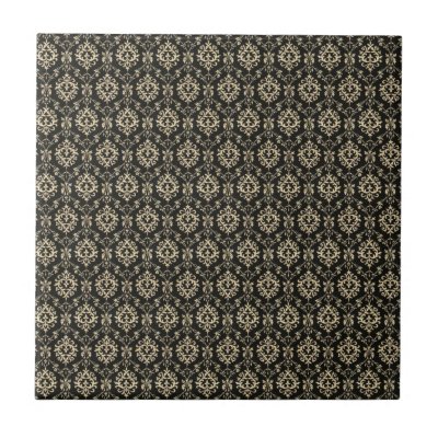 Black Damask Ceramic Tiles by tnmpastperfect