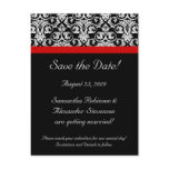 Black Damask w/Red Accent Save the Date Post Cards