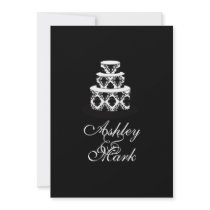 Black Damask Wedding Cake Invitations