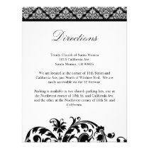 Black Damask Wedding Direction Card Invitation invitations