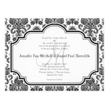 Black Damask Wedding Invitations Monogram M