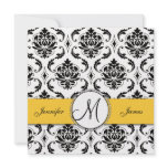 Black Damask Yellow Wedding Invitation