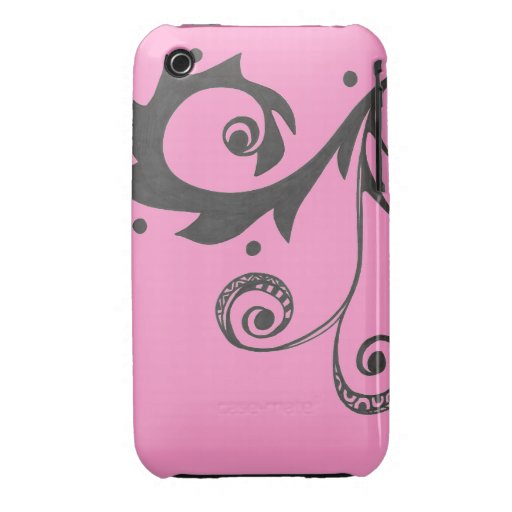 Black Dangling Doodle on Pink phone case iPhone 3 Covers