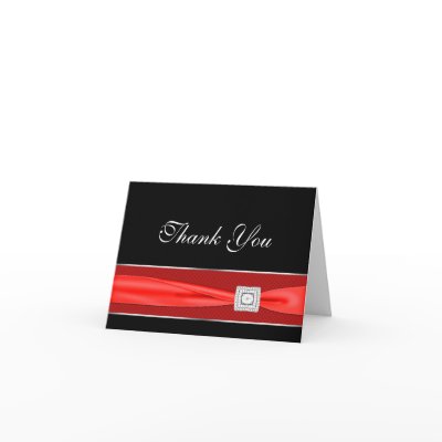 Black Diamond Red Black Thank You Cards by The_Thank_You_Store