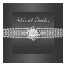 Black Diamond Womans 40th Birthday Party Custom Invite