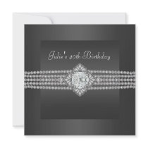 Black Diamond Womans 40th Birthday Party Invite