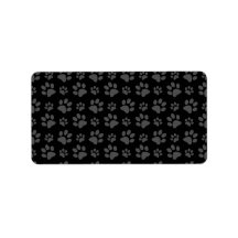Black dog paw print pattern custom address labels