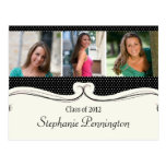 Black dots photo graduation party announcement postcards