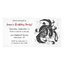 Black Dragon Birthday Party Invite Customized Photo Card
