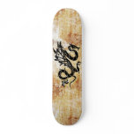 Black Dragon On Rust Skateboard