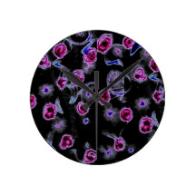 Black Electric Florals Clock