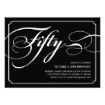 Black Elegant 50th Birthday Invitations