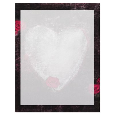 Black Elegant Heart & Roses Customized Letterhead by Beachwalker