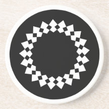 Black Elegant Round Design. Art Deco Style. Beverage Coaster
