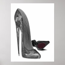 Black Elegant Stiletto Shoes Art Poster