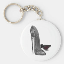 Black Elegant Stiletto Shoes High Heel Art Keychain