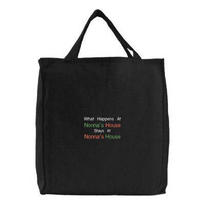 Black Embroidered Nonna's House Tote Bag Black Embroidered Nonna's House Tote Bag