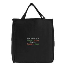 Black Embroidered Nonna's House Tote Bag