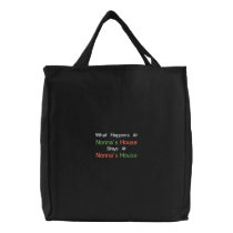 Black Embroidered Nonna's House Tote Bag