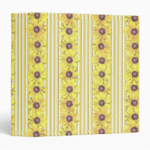 Black Eyed Susan Stripes 3 Ring Binder