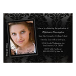 Black faded damask graduation photo announcement