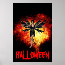 Black Fairy Halloween Heart of Fire Posters