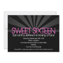 Black Fashion Spotlight Sweet 16 Party Invitations