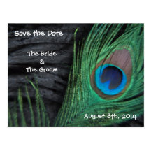 Black Feathers Save the Date Postcards