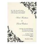 Black felt corner scroll script elegant wedding invite