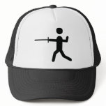 black fencing symbol logo trucker hats