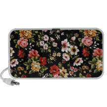 Black fifties floral Pattern. iPod Speakers