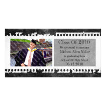 Black Film Frame Grunge Graduation Photo Card