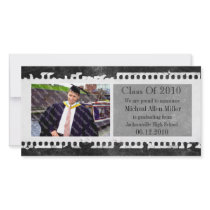 Black Film Frame Grunge Graduation Photo Card