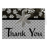 Black Floral and Polka Dot Thank you Greeting Card
