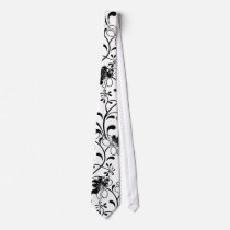 Black Floral Design Unique Black/White Design Tie