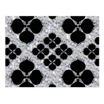 Black Floral On Diamond Pattern Post Cards
