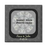 Black Floral Save The Date Wedding Magnet