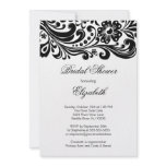 Black Floral Swirl Bridal Shower Invitation Formal