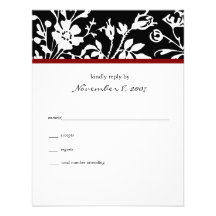 Black Floral Top Response Card Invite