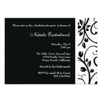 Black Floral Vine Bachelorette Party Invitation invitations