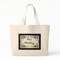 Black Floral Wedding Invitation Set Bag