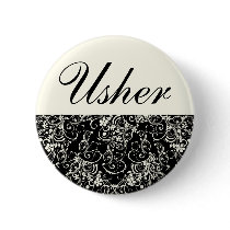 Black Floral Wedding Invitation Set Pinback Buttons