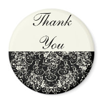 Black Floral Wedding Invitation Set Fridge Magnet