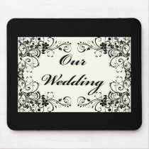 Black Floral Wedding Invitation Set Mouse Pad
