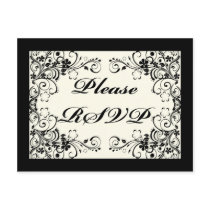 Black Floral Wedding Invitation Set Post Card
